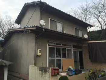 笠岡市用之江　外壁塗装、玄関・勝手口取替工事事例(施工前1)